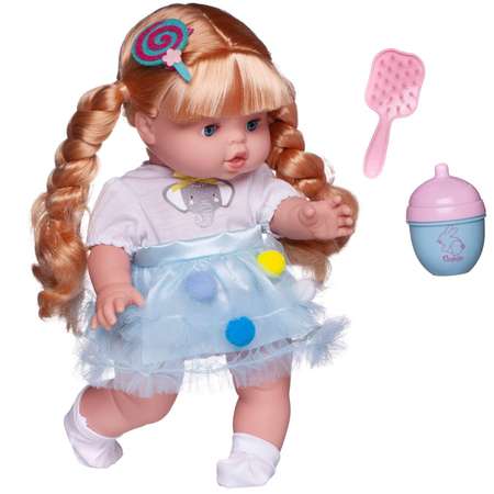 Кукла-пупс Junfa Baby Ardana в платье с бледноголубой воздушной юбкой с аксессуарами 32см
