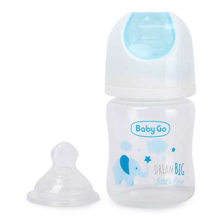 Бутылочка BabyGo с широким горлом 125мл Blue 2 соски с 0 месяцев