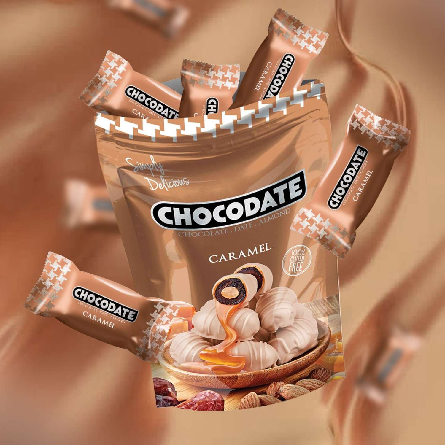 Финики CHOCODATE с миндалем и карамелью в шоколаде 100г - фото 1