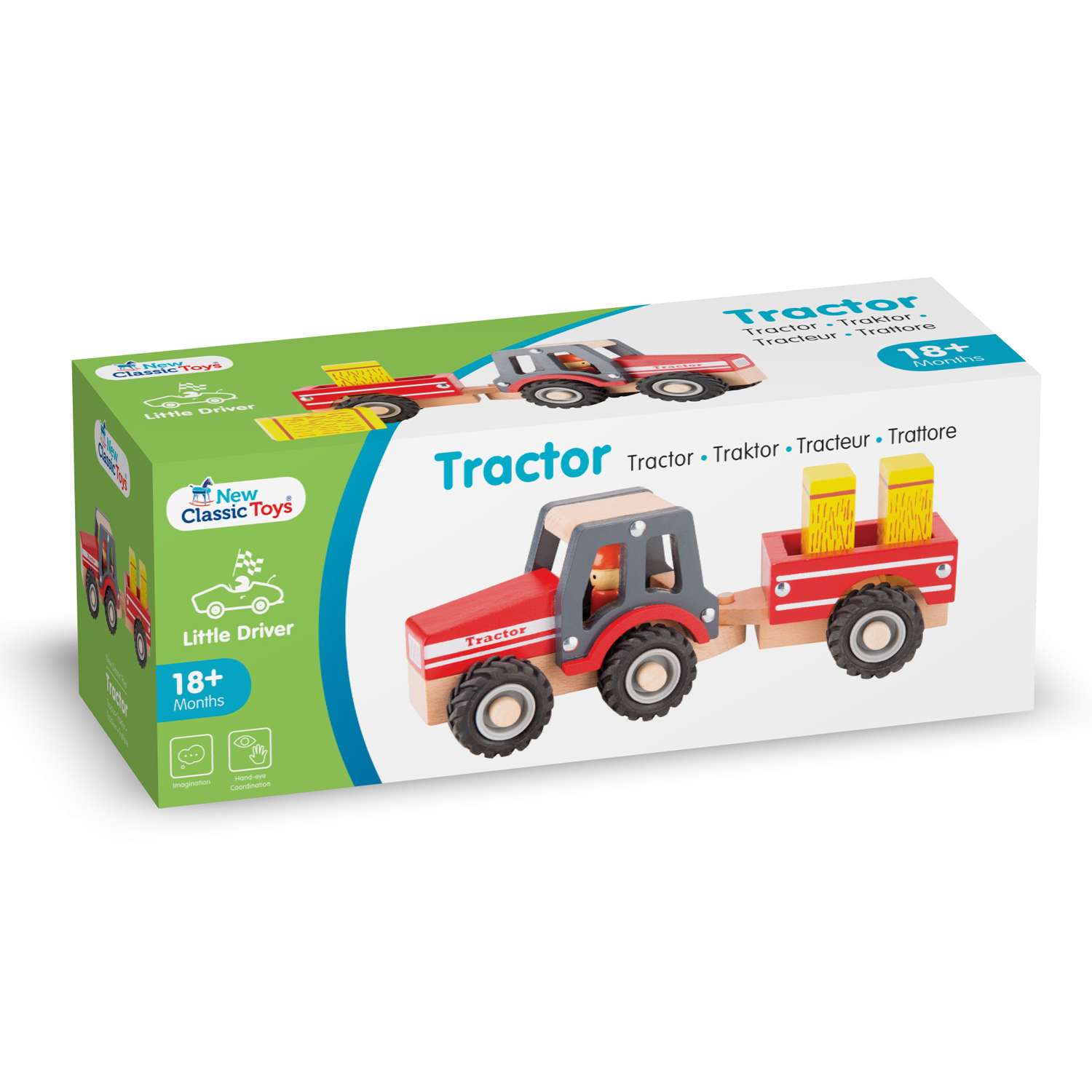Трактор игрушечный New Classic Toys с прицепом сено 11943 - фото 6