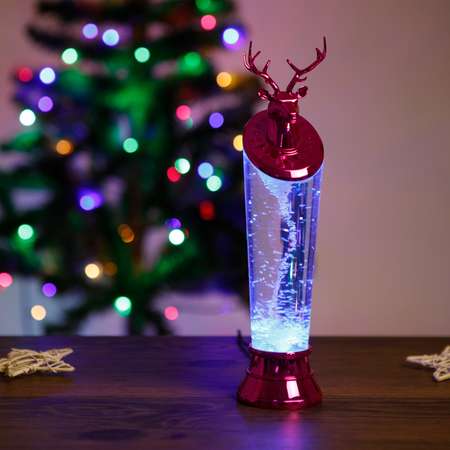Свеча декоративная BABY STYLE Олень малиновый LED масляная колба блестки USB 29.5 см