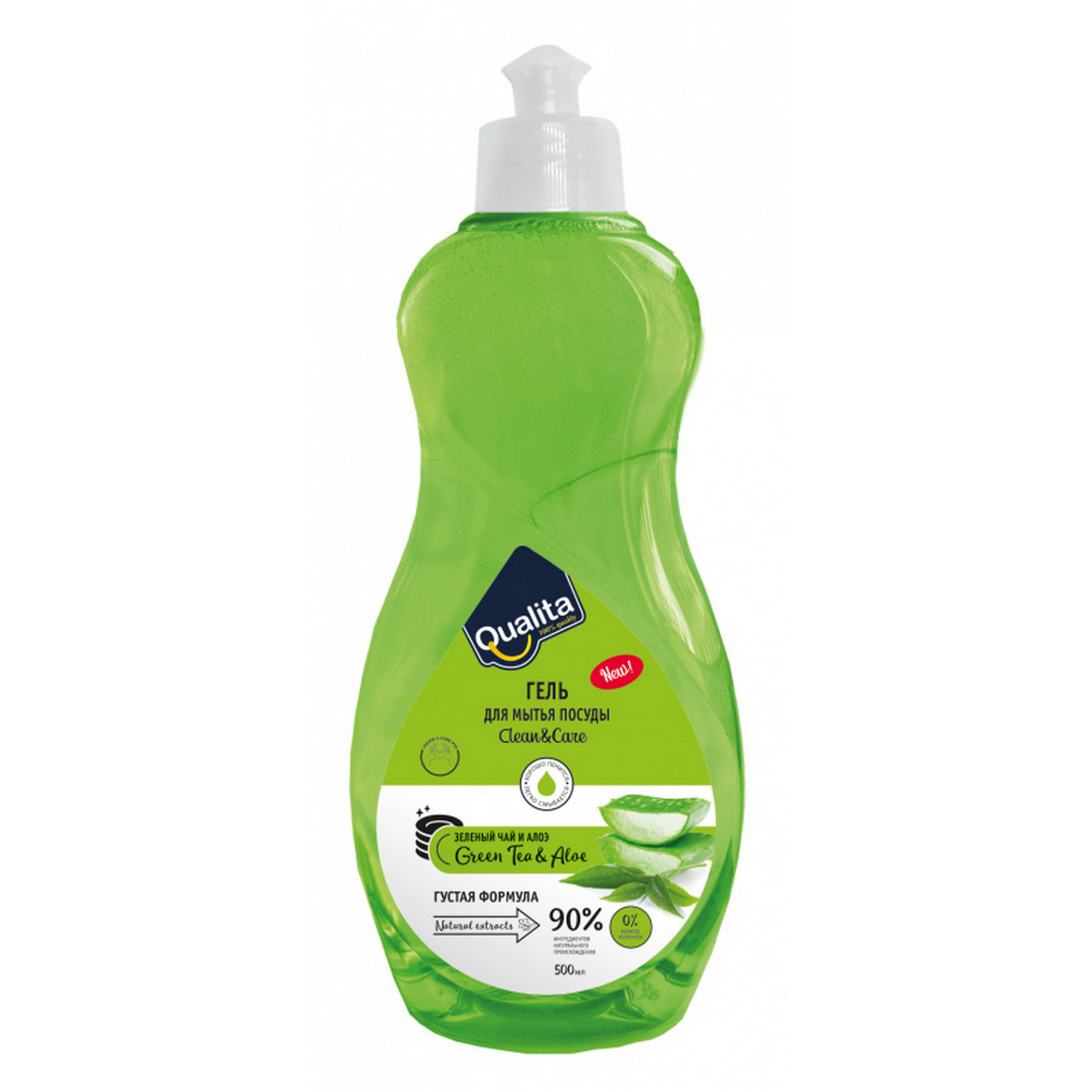 Гель для мытья посуды QUALITA Green tea and Aloe 500мл - фото 1