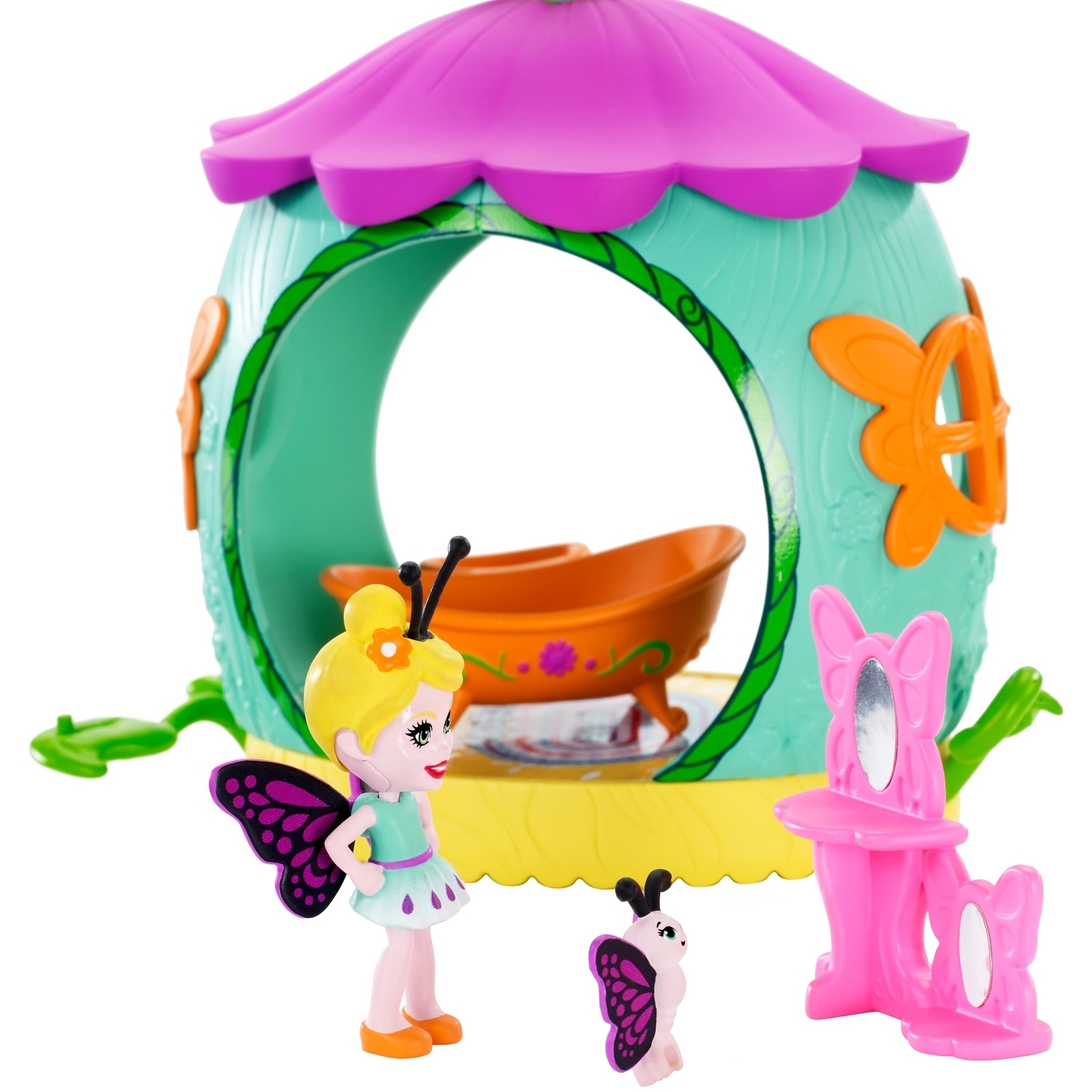 Набор игровой Enchantimals Petal Park Ванная с куклой Бакси Бабочка FXM97 FXM96 - фото 2