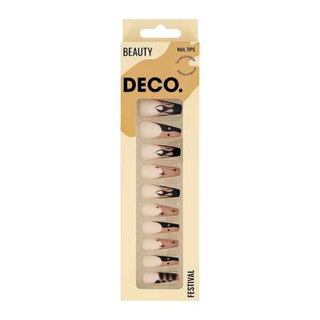 Набор накладных ногтей DECO. Festival brown fire (24 шт + клеевые стикеры 24 шт)