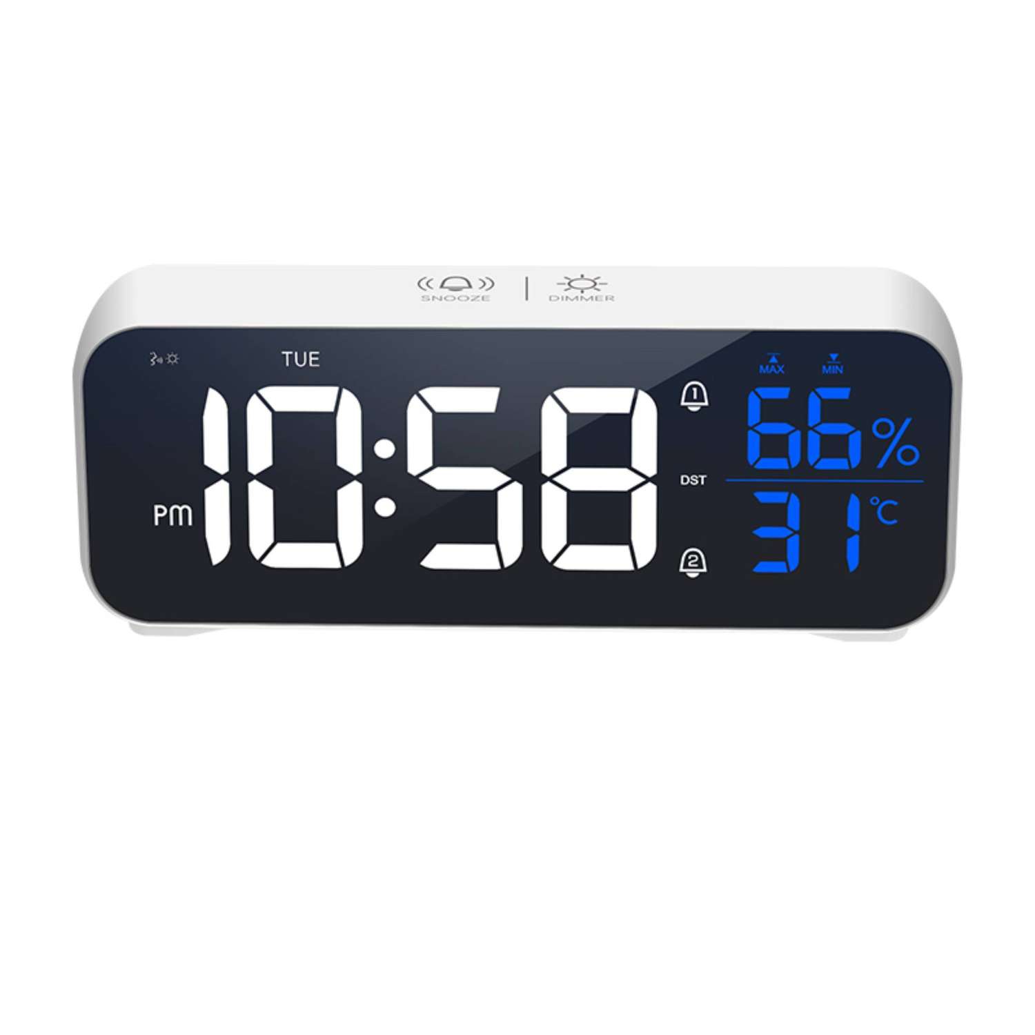 Часы электронные ARTSTYLE с встроенным аккумулятором с будильником термометром и гигрометром белого цвета - фото 1