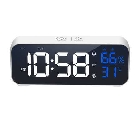 Часы электронные ARTSTYLE с встроенным аккумулятором с будильником термометром и гигрометром белого цвета