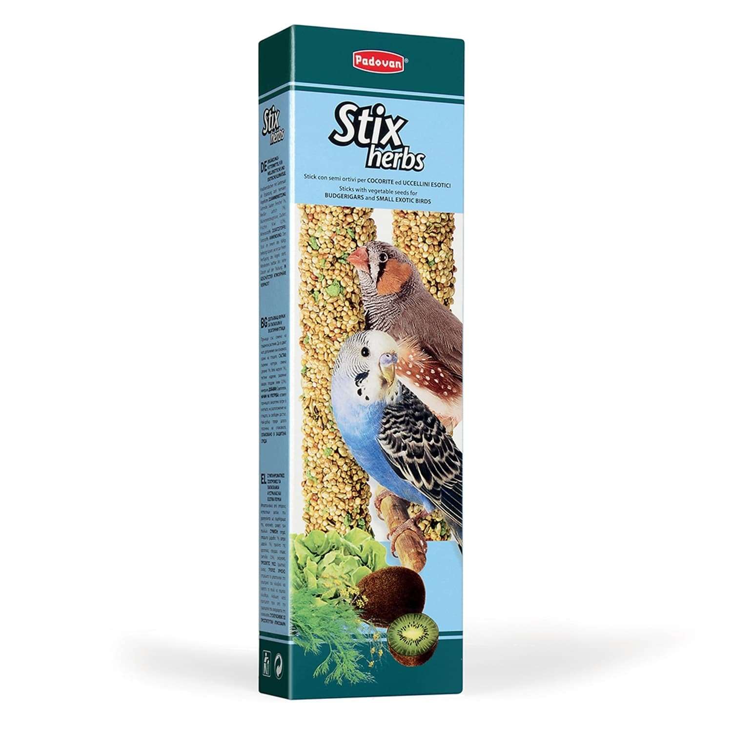 Лакомство для попугаев и экзотических PADOVAN Stix Палочки антистрессовые с травами 0.08кг - фото 1