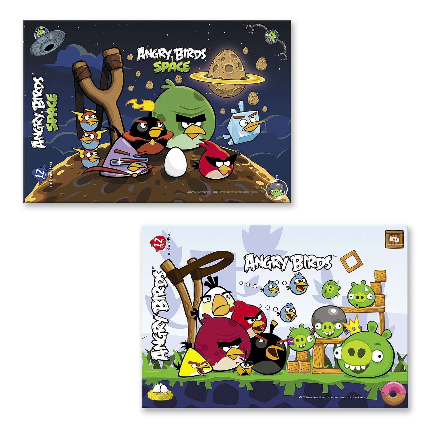 Пазлы Hatber 12 элементов в рамке Angry Birds - 2 вида в комплекте - фото 1