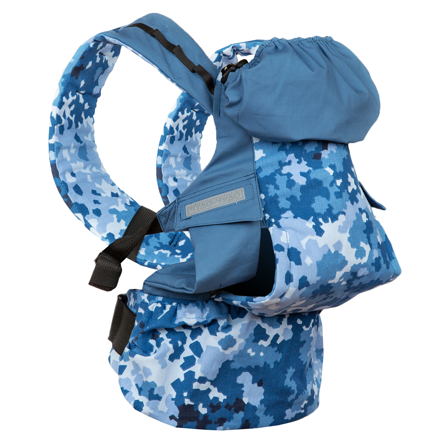 Слинг-рюкзак Чудо-чадо переноска для детей Бебимобиль Позитив камуфляж/синий - фото 1