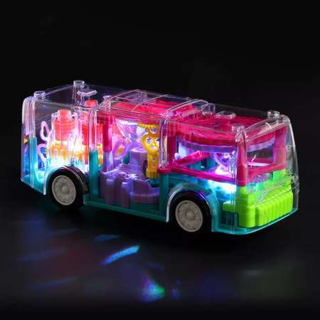 Автобус прозрачный BalaToys с шестеренками светящаяся