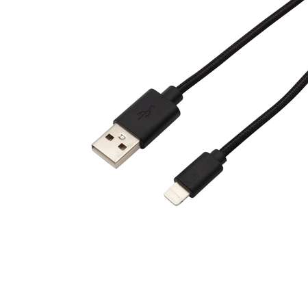 Кабель REXANT USB - Lightning 1 метр в черной нейлоновой оплетке