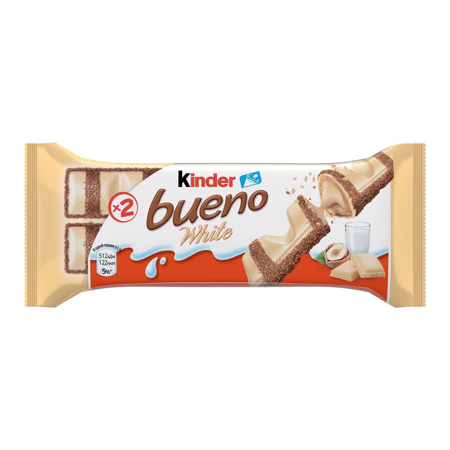 Батончик Kinder Kinder Bueno белый шоколад 39г - фото 2