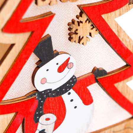 Новогодний световой декор Лесная мастерская настольный «Ёлка и снеговик» 15×20×2 см