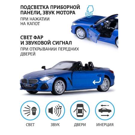Машинка металлическая АВТОпанорама 1:30 BMW Z4 M40i синий инерционная