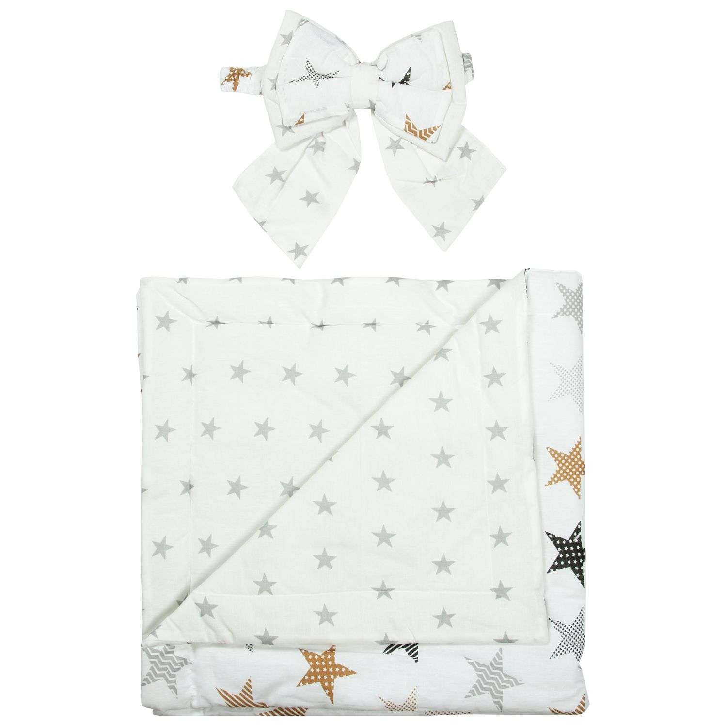 Конверт-одеяло Чудо-чадо для новорожденного на выписку Времена года звездочки/золотой - фото 2