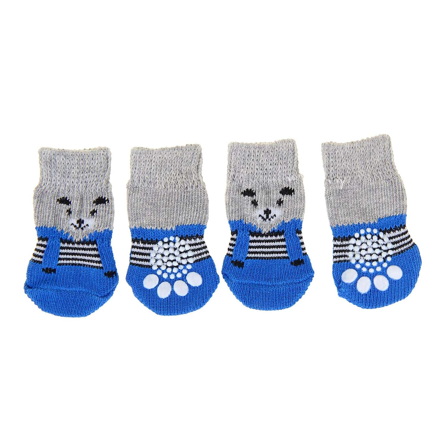 Носки для животных Пижон нескользящие «Мишки» размер L 4 шт. синие - фото 1