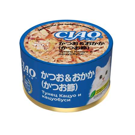 Корм для кошек INABA Ciao can 85г тунец кацуо и кацуобуси пауч