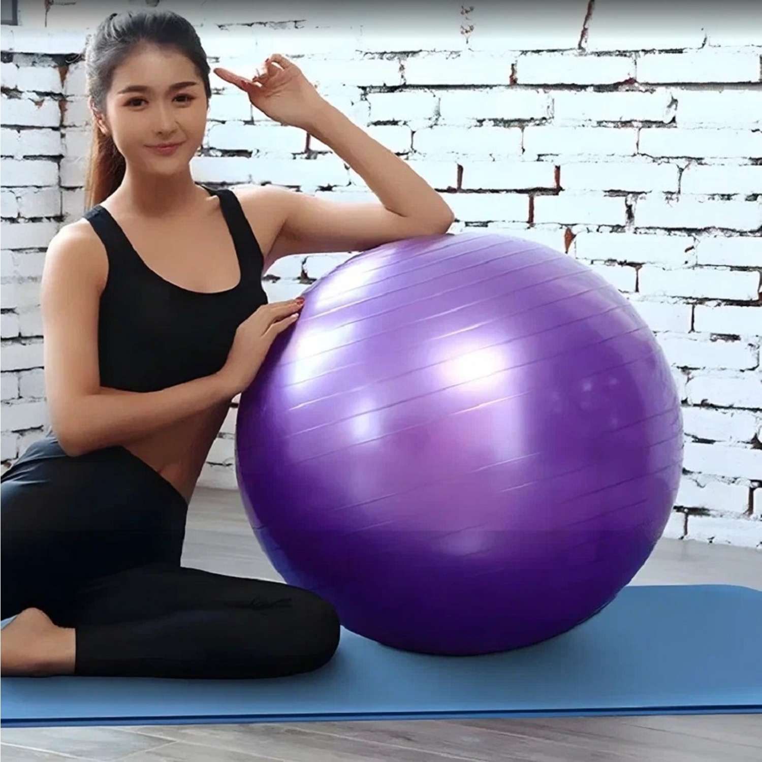 Мяч Nonstopika ZDK надувной для йоги цвет фиолетовый - фото 6