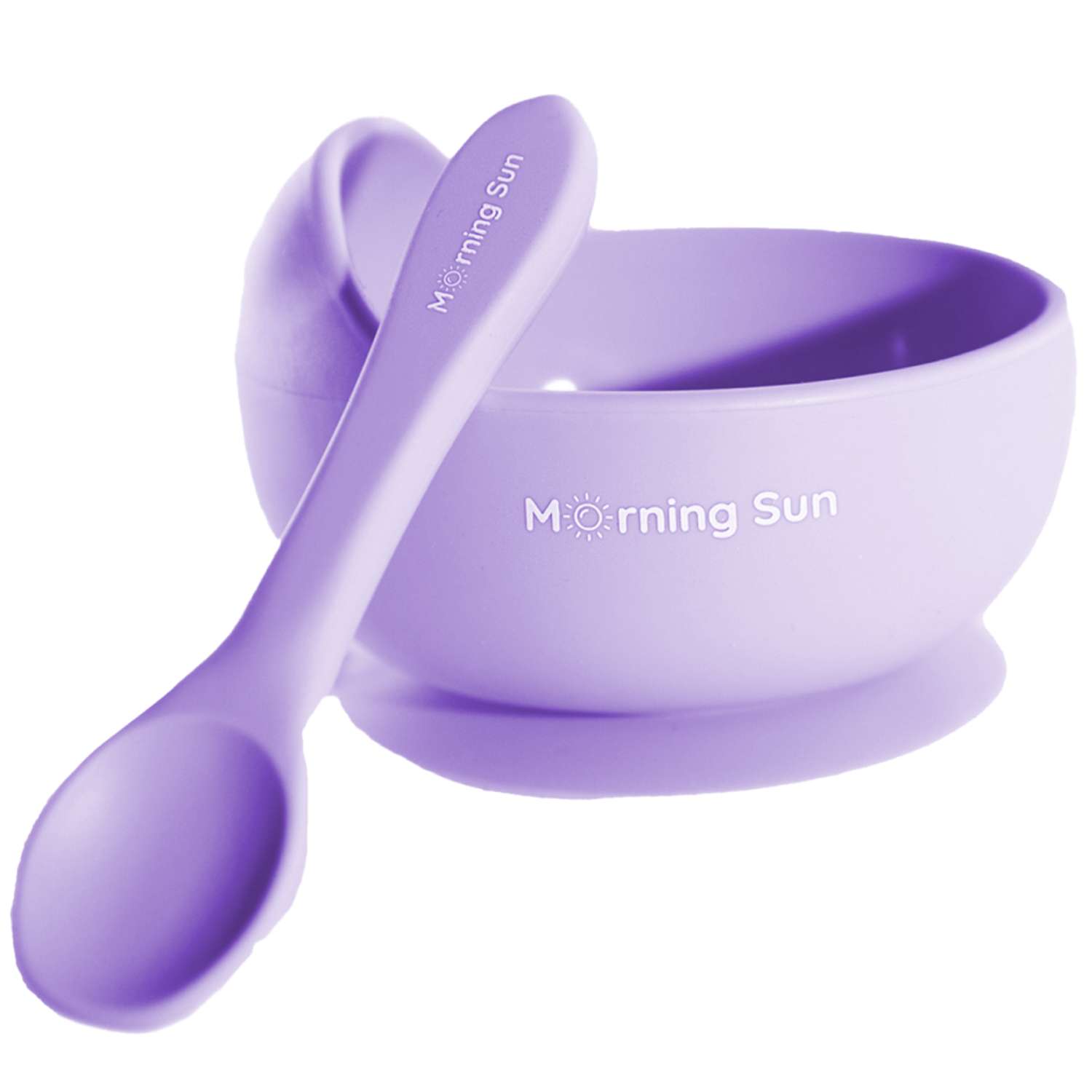Набор для кормления Morning Sun Силиконовый тарелка на присоске +ложка Фиолетовый - фото 1