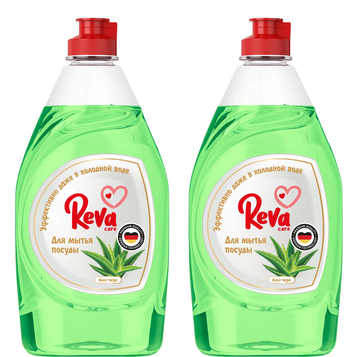 Средство для мытья посуды Reva Care эко гель 5 л с ароматом Алое-Вера 2 упаковки по 450 мл - фото 1
