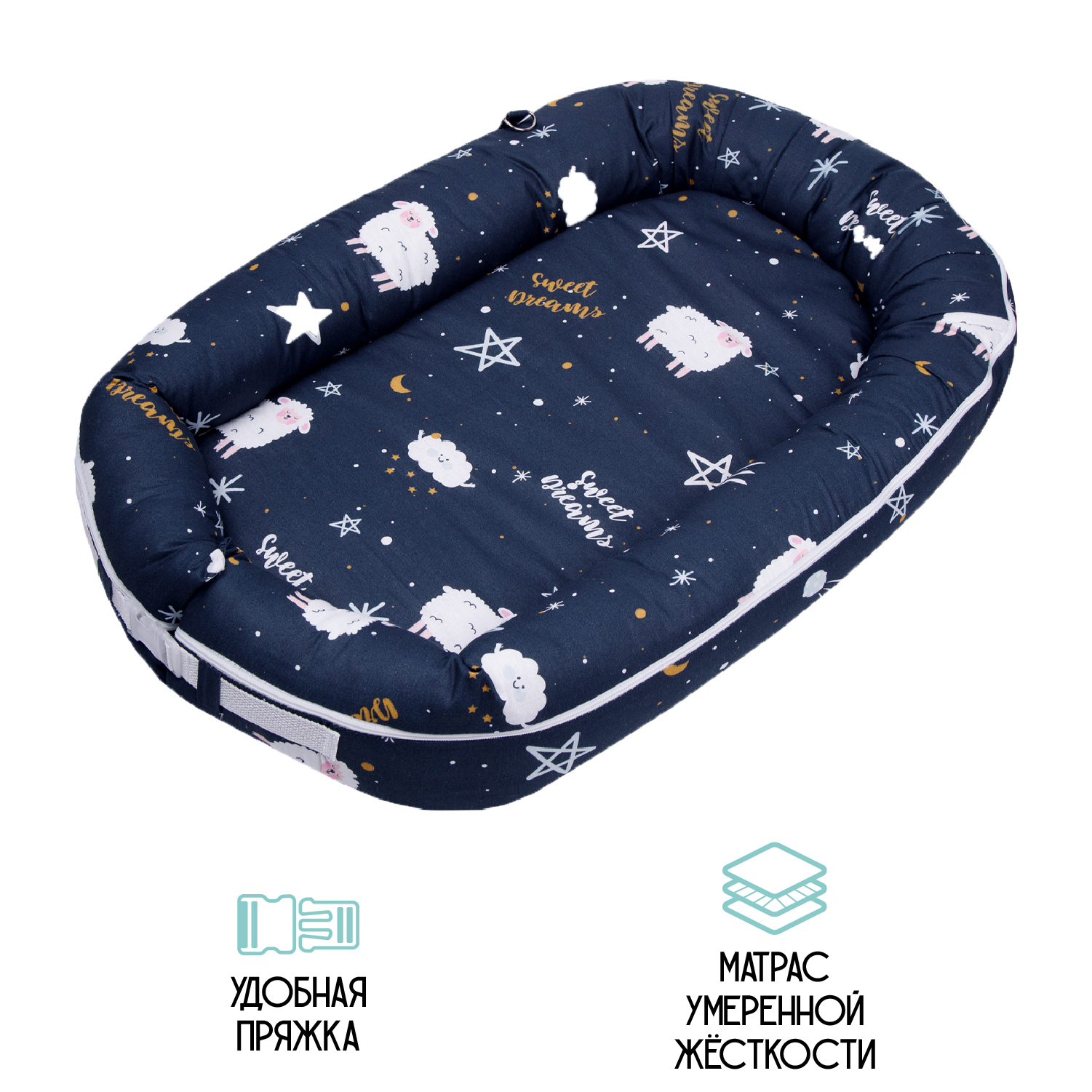 Подушка-позиционер AmaroBaby кокон-гнездышко Soft Care Galaxy синий - фото 5