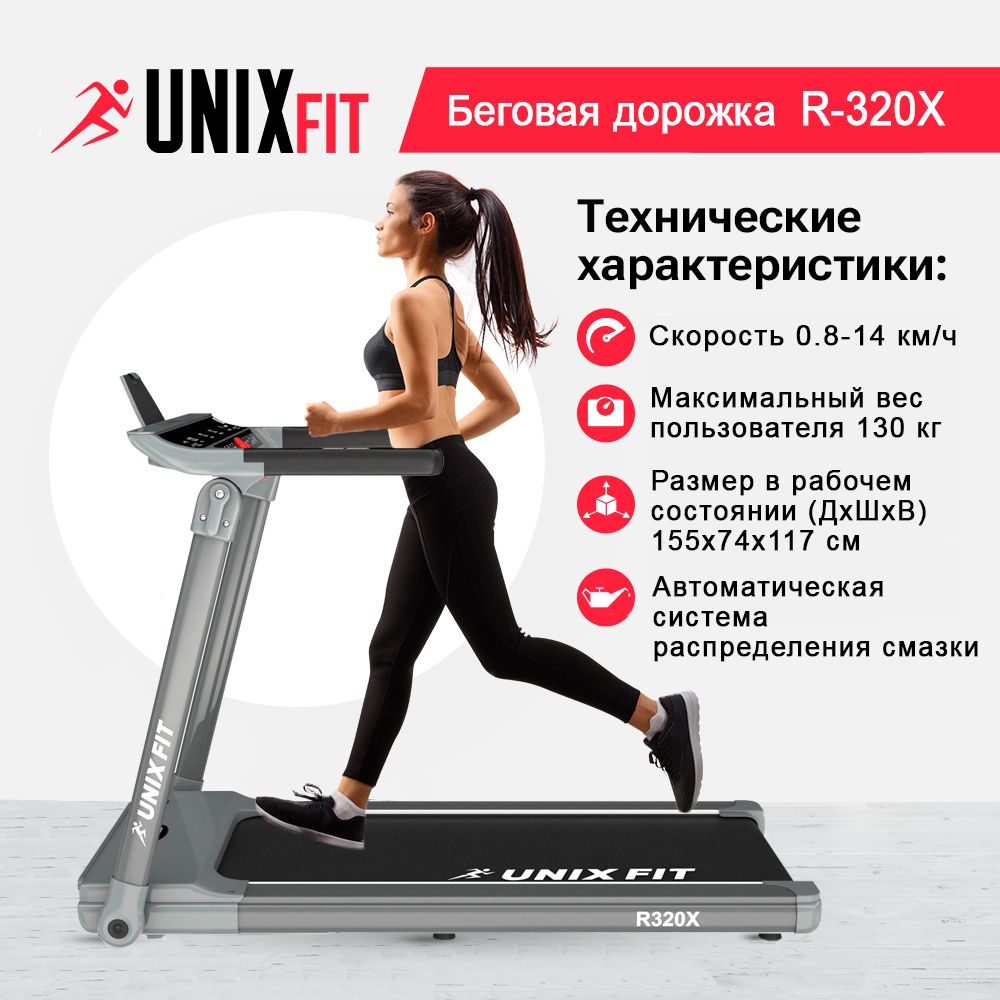 Беговая дорожка UNIX Fit R-320X до 130 кг 0.8 - 14 км/ч - фото 1