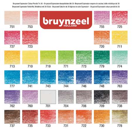 Набор цветных карандашей Bruynzeel Expression Colour 36 цветов в металлическом коробе-пенале