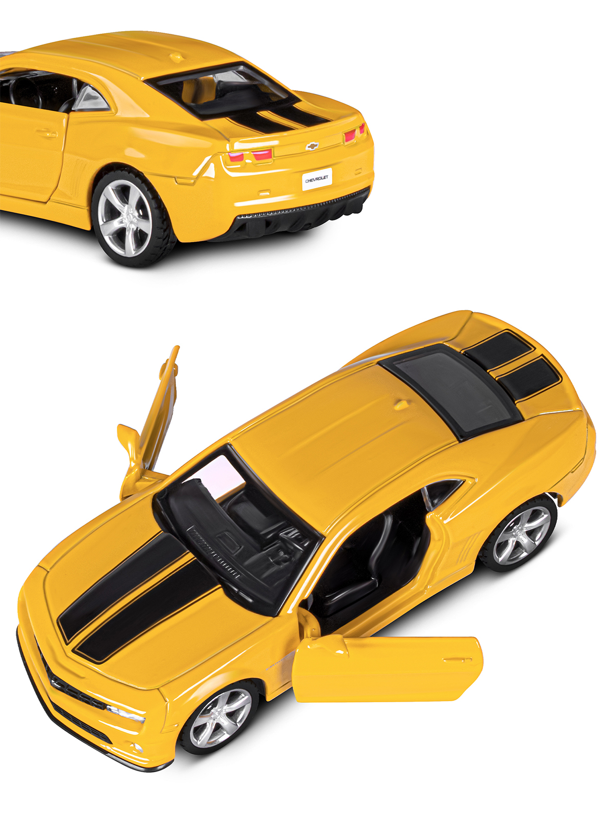 Автомобиль АВТОпанорама Chevrolet 1:43 без механизмов желтый JB1200137 - фото 8