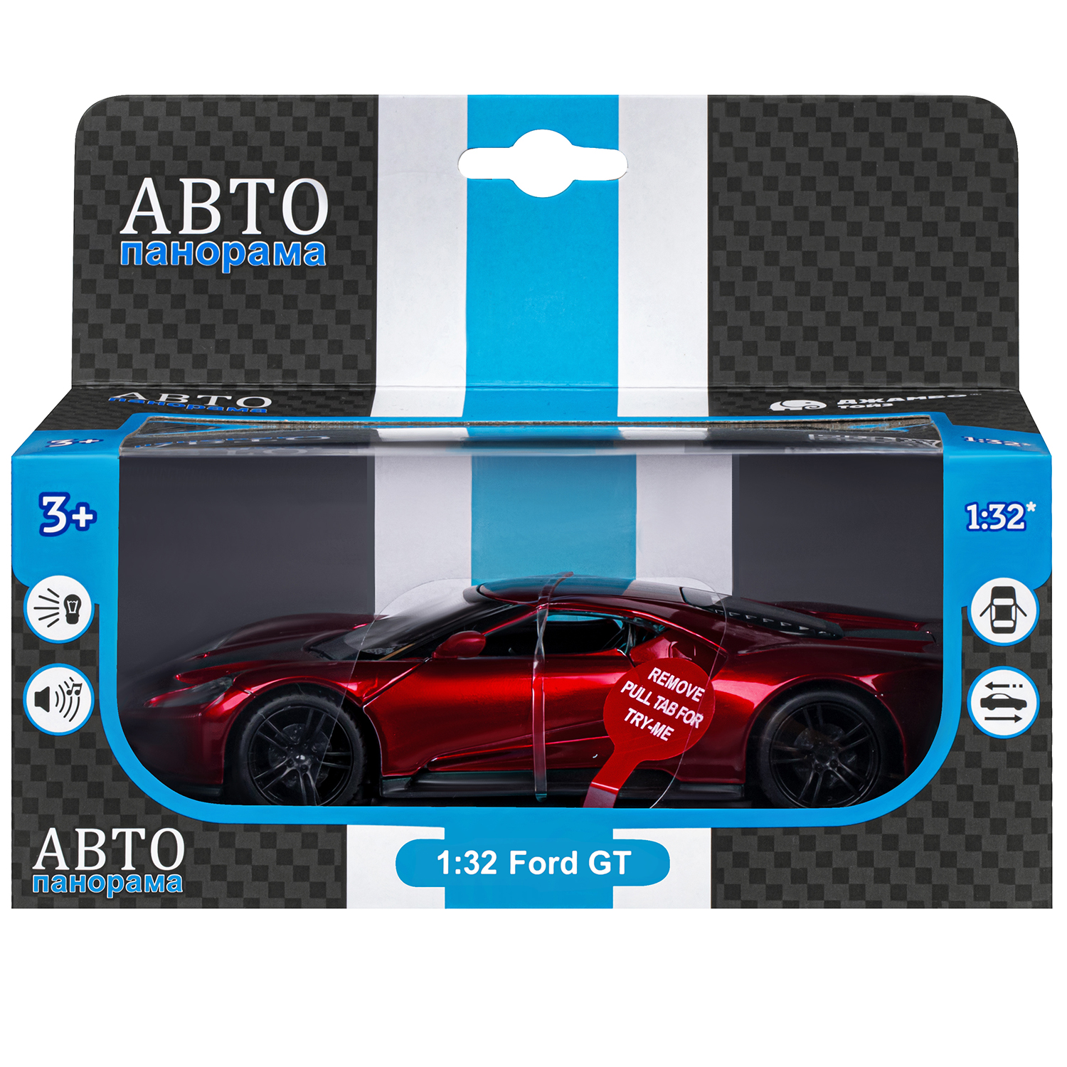 Автомобиль АВТОпанорама Ford 1:32 инерционный красный JB1251332 - фото 5