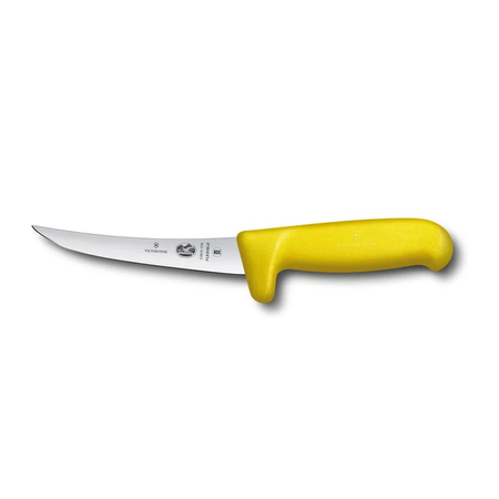 Нож кухонный Victorinox Fibrox 5.6618.12M стальной разделочный лезвие 120 мм прямая заточка желтый