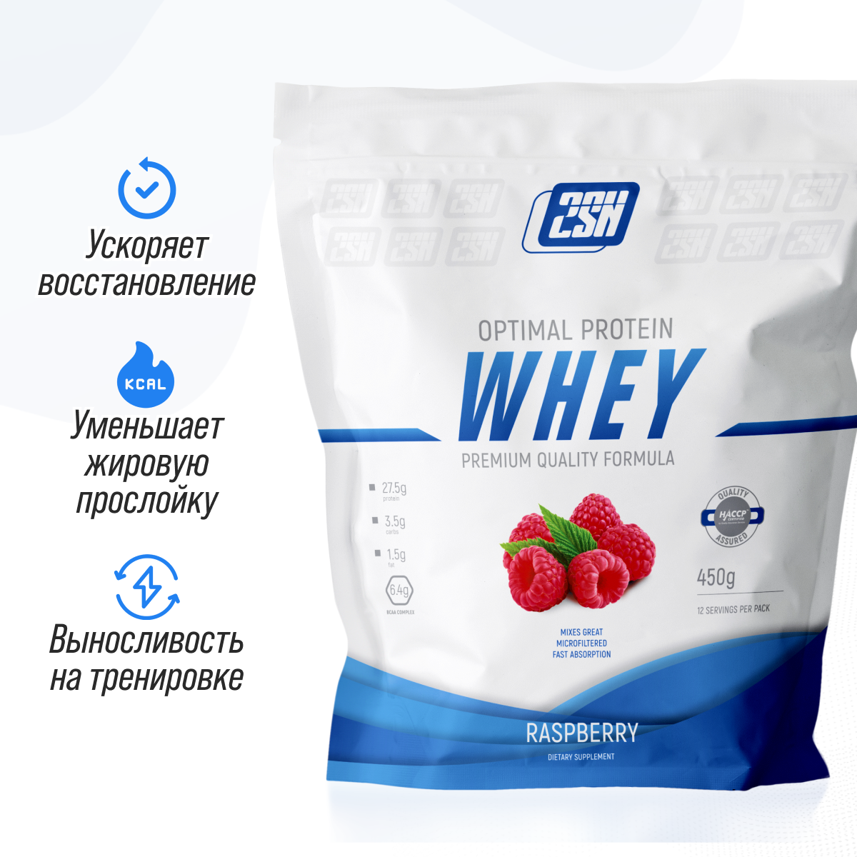 Протеин сывороточный 2SN Whey Protein 12 порций 450 г Малина - фото 1