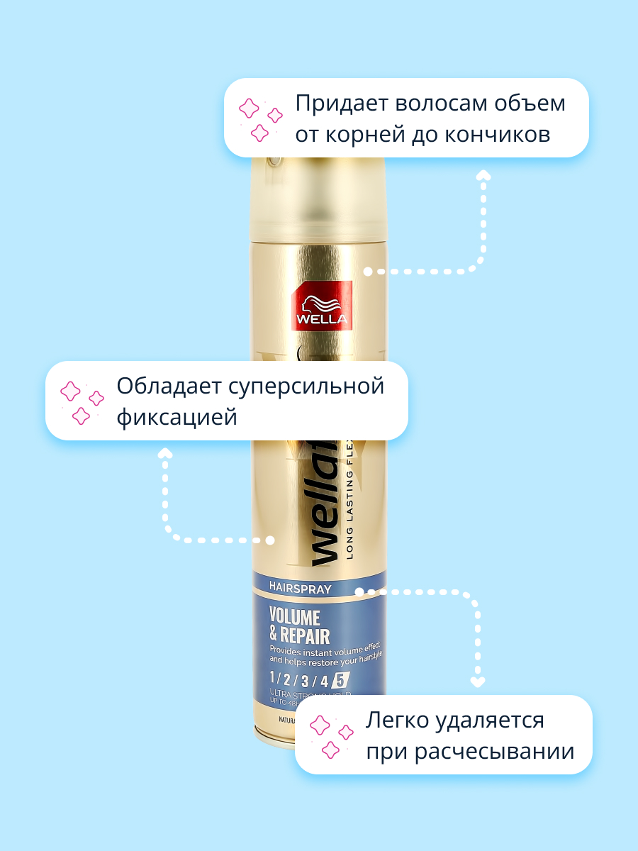 Лак для волос WELLA Wellaflex объем и восстановление 250 мл - фото 2