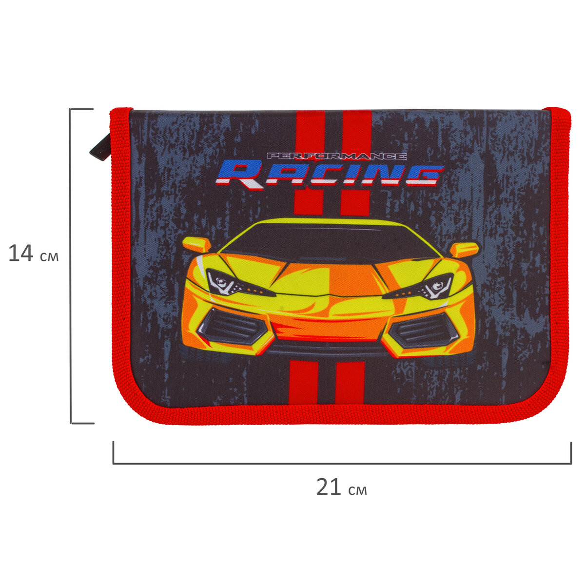 Пенал Brauberg с наполнением 1 отделение откидная планка 24 предмета 21x14 см Yellow car - фото 10