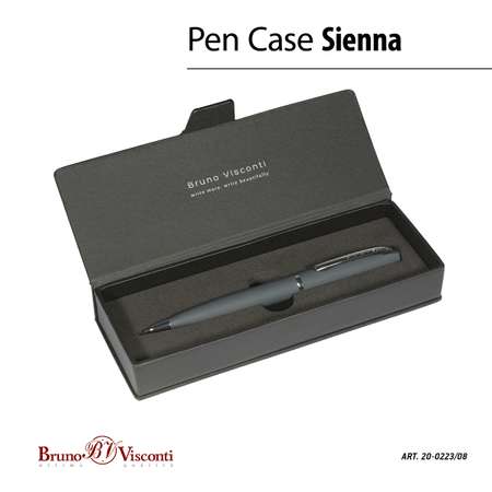 Ручка шариковая Bruno Visconti Автоматическая sienna цвет корпуса серый 1 мм синий в футляре из экокожи