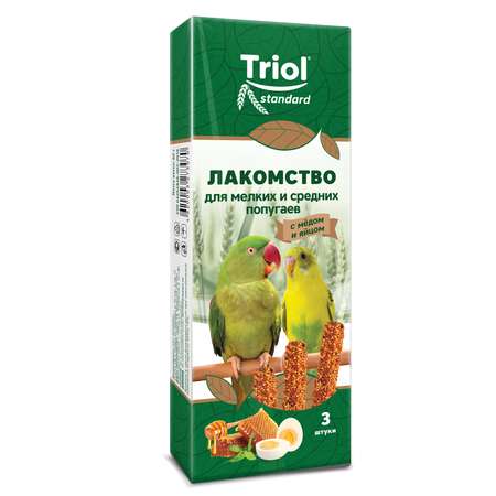 Лакомство для попугаев Triol 80г Standard мелких и средних с мёдом и яйцом 3шт