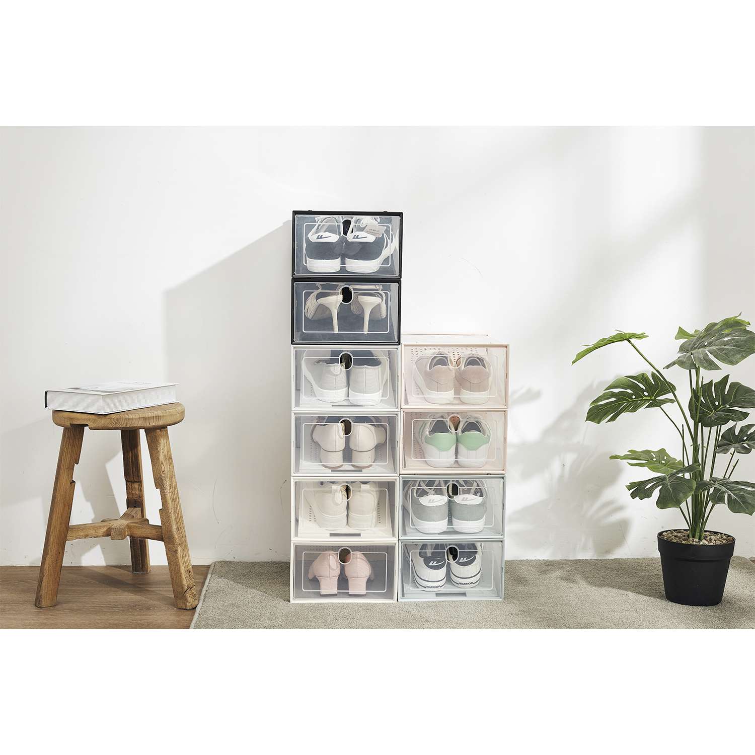 Коробки для хранения обуви Homsu с разделителем Premium набор из 12 шт черные - фото 11