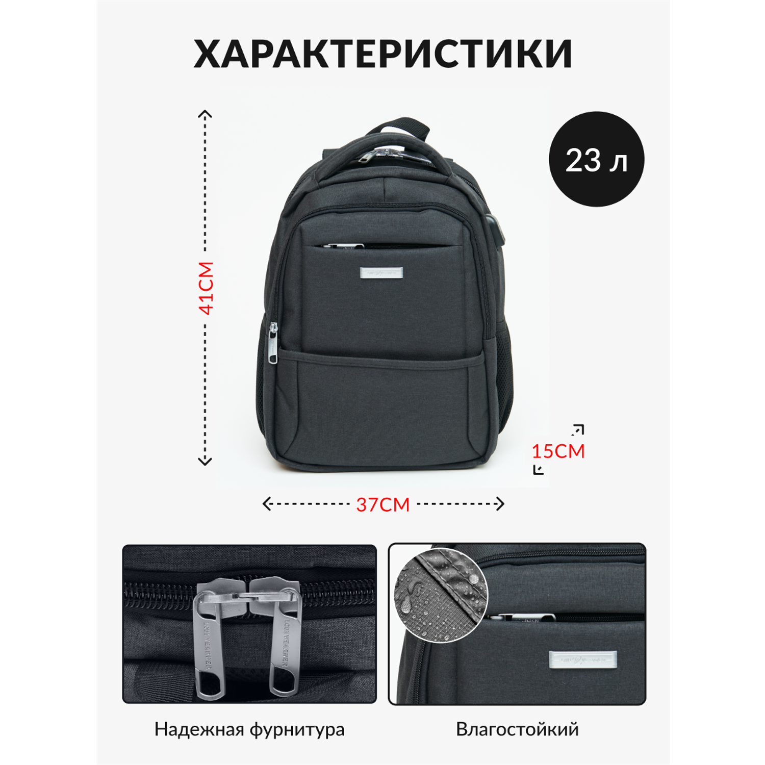 Рюкзак школьный ортопедический LUXMAN с табличкой Черный - фото 4