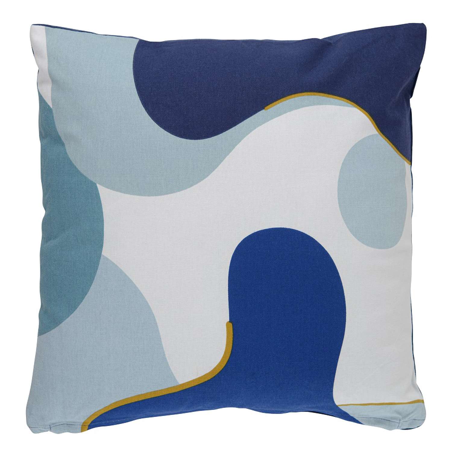 Подушка Tkano декоративная из хлопка синего цвета с авторским принтом 45х45 см - фото 1