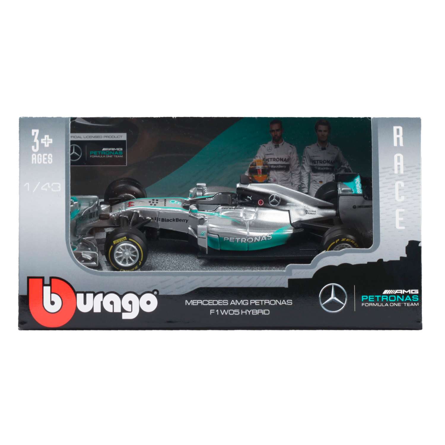 Машина BBurago 1:43 Mercedes 2014 AMG Petronas W05 18-38020 18-38020 - фото 2