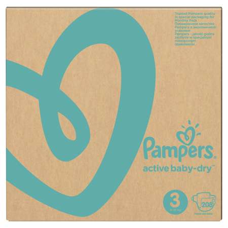 Подгузники Pampers Active Baby-Dry 3 6-10кг 208шт