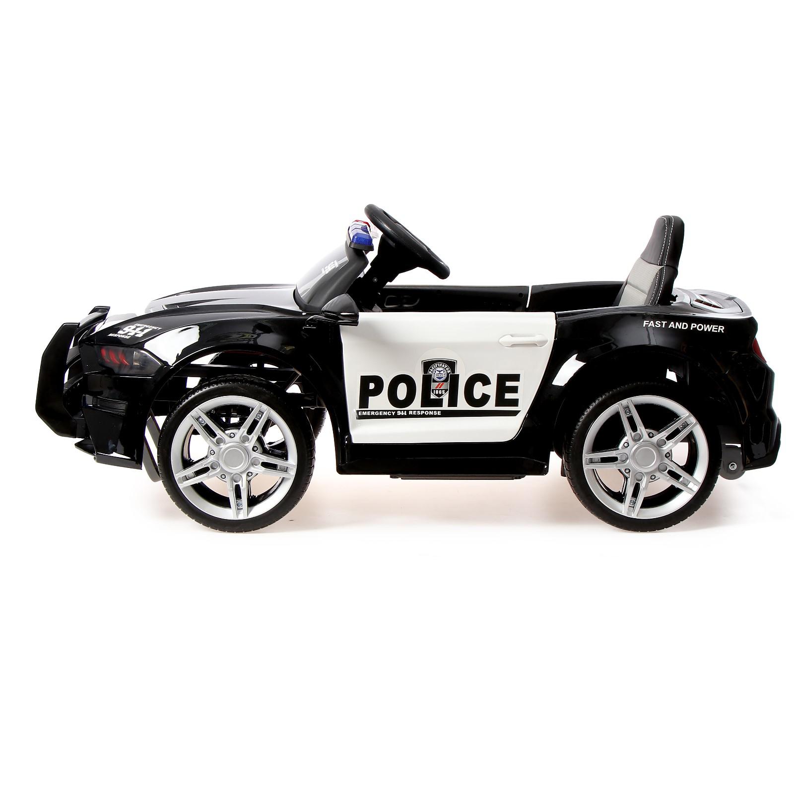 Электромобиль Sima-Land POLICE. EVA колеса кожаное сиденье цвет чёрный глянец - фото 2