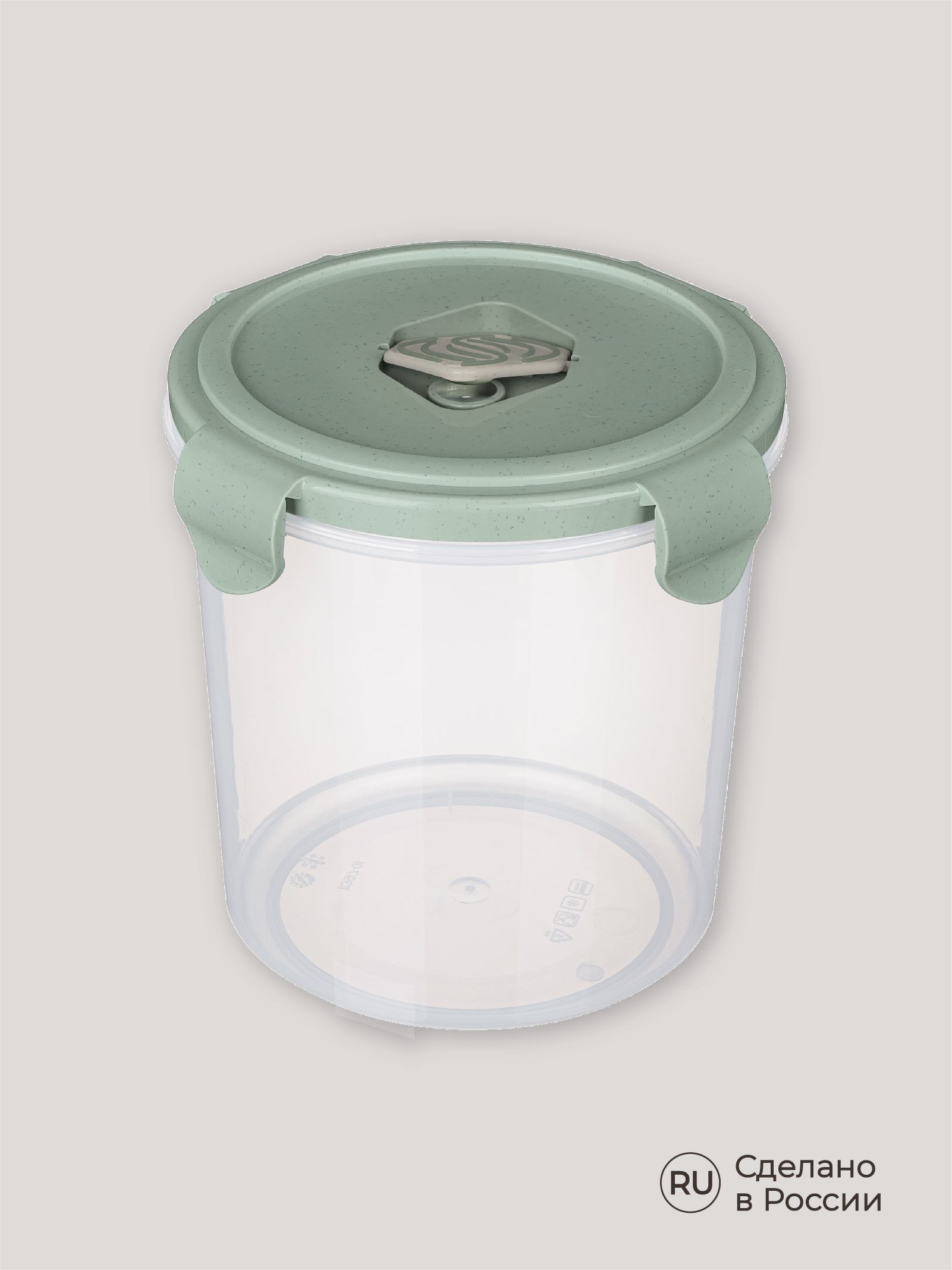 Контейнер Phibo для продуктов герметичный с клапаном Eco Style круглый 1.15л зеленый флэк - фото 7