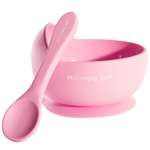 Набор для кормления Morning Sun Силиконовый тарелка на присоске +ложка Розовый