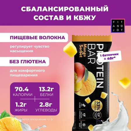 Протеиновые батончики FIT AND JOY Без глазури 16шт *40 гр