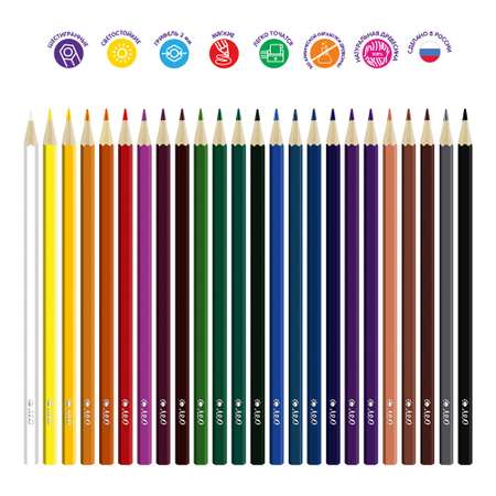 Цветные карандаши Лео «Ярко» LBSCP-24 заточенный 24 цв. .