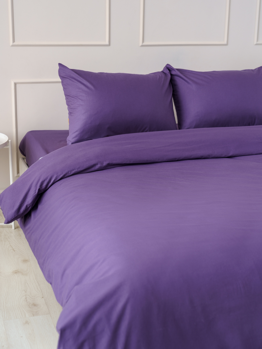 Комплект постельного белья IDEASON поплин 3 предмета 1.5 сп. фиолетовый - фото 5