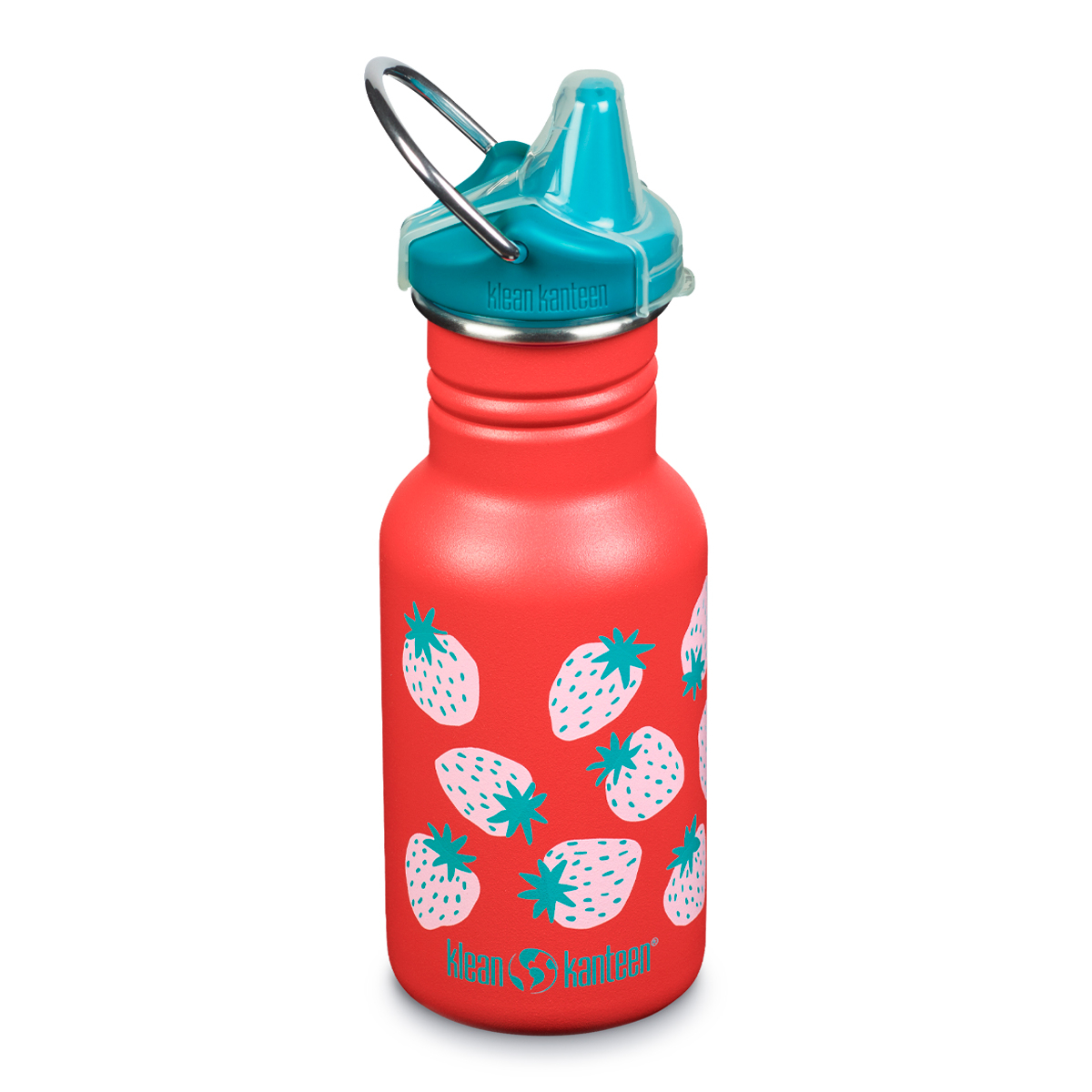 Детская бутылка Klean Kanteen Kid Classic Narrow Sippy 12oz Coral Strawberries 355 мл - фото 1