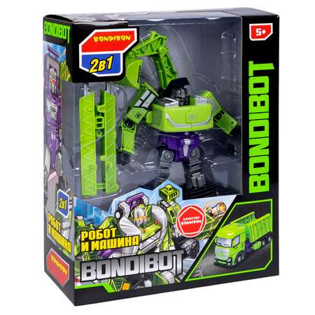 Трансформер BONDIBON BONDIBOT 2в1 робот- гусеничный экскаватор зелёного цвета
