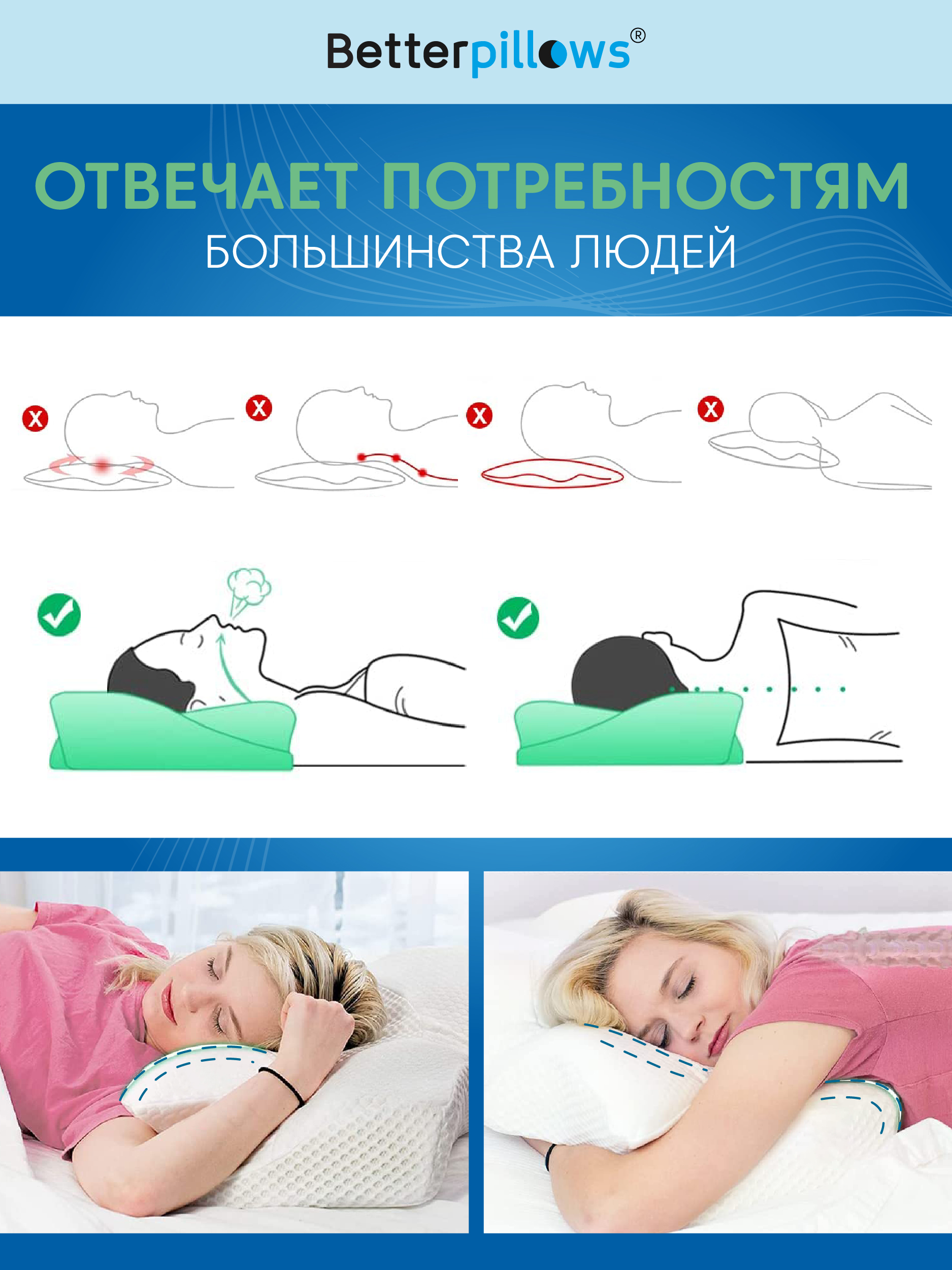 Подушка ортопедическая Betterpillows Deep night - фото 9