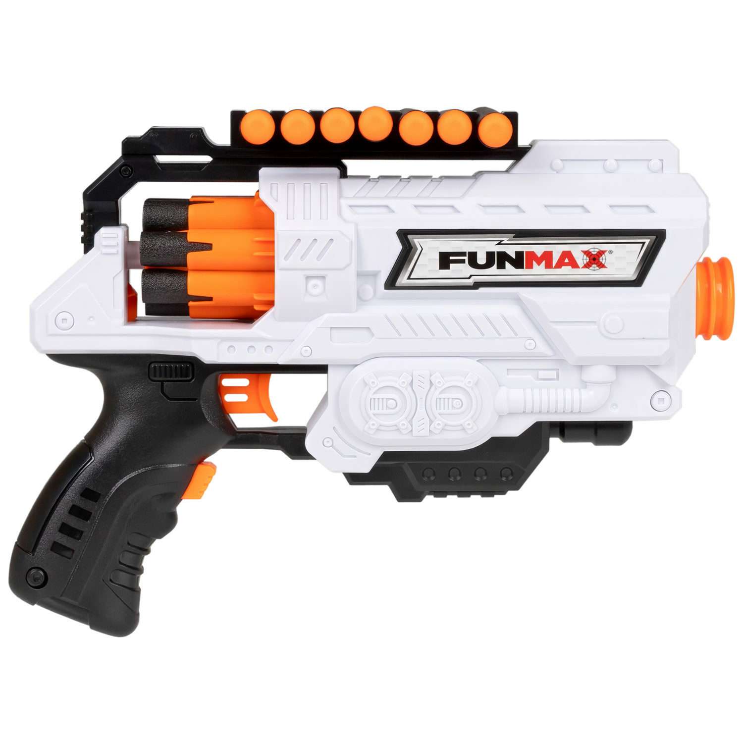 Бластер с мягкими пулями FunMax 1TOY Детское игрушечное оружие пистолет для мальчиков барабан на 6 выстрелов 16 снарядов - фото 6